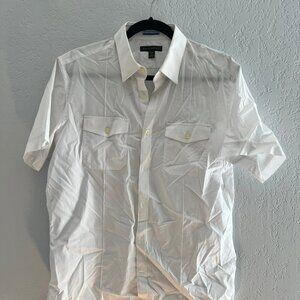 Banana Republic Men's Short Sleeve Button Down- white, Size Medium